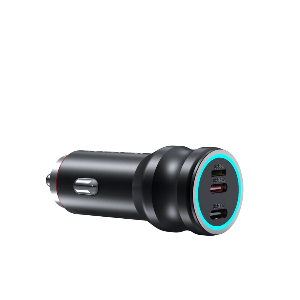 شاحن سيارة من موج ماكس بقوة 65 واط، ثلاث منافذ شحن 2xUSB-C PD + لايتنينج، يدعم الشحن السريع، اسود - MX010