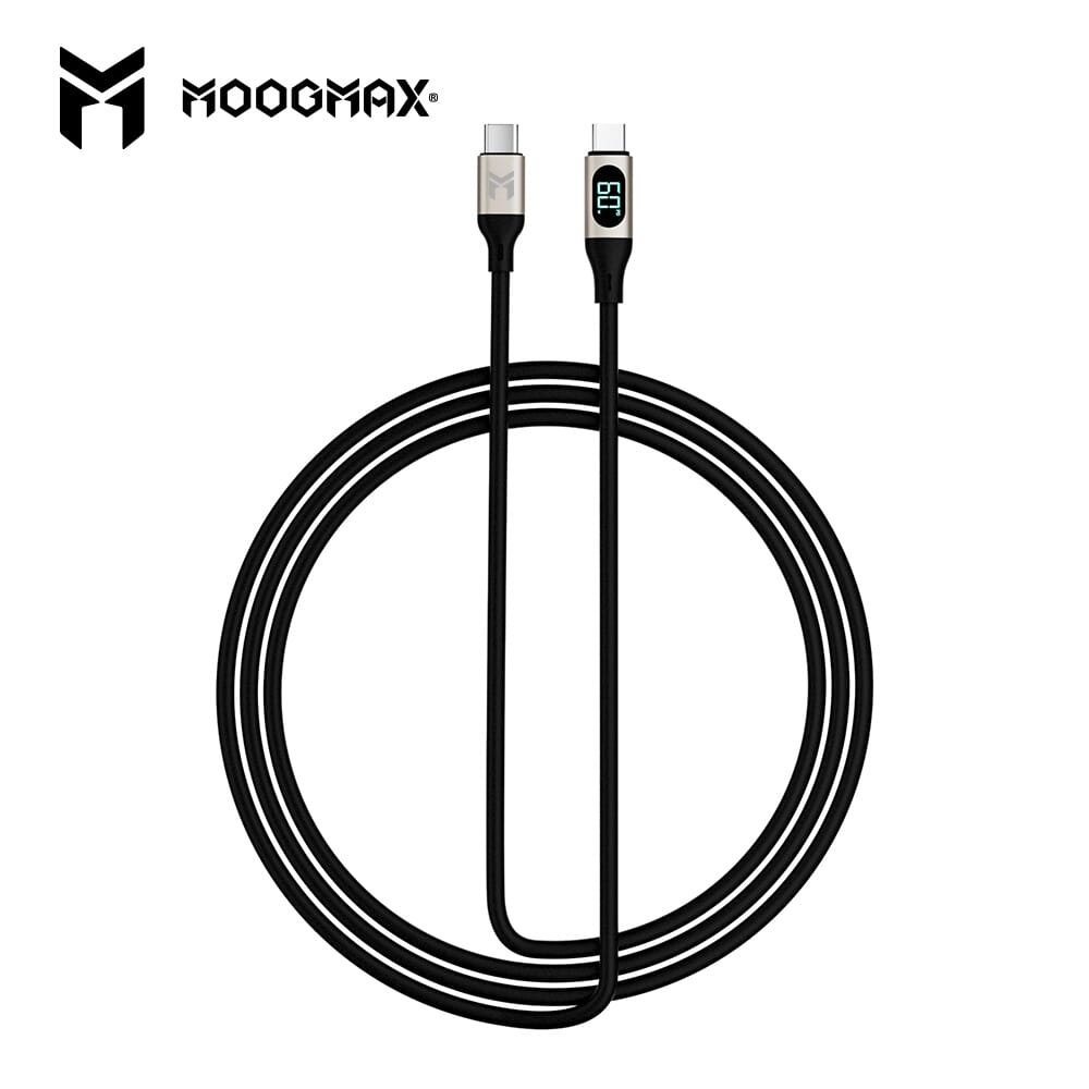 كابل شاحن USB-C رقمي طول ١ متر وبقوة ٦٠ واط من موج ماكس، أسود