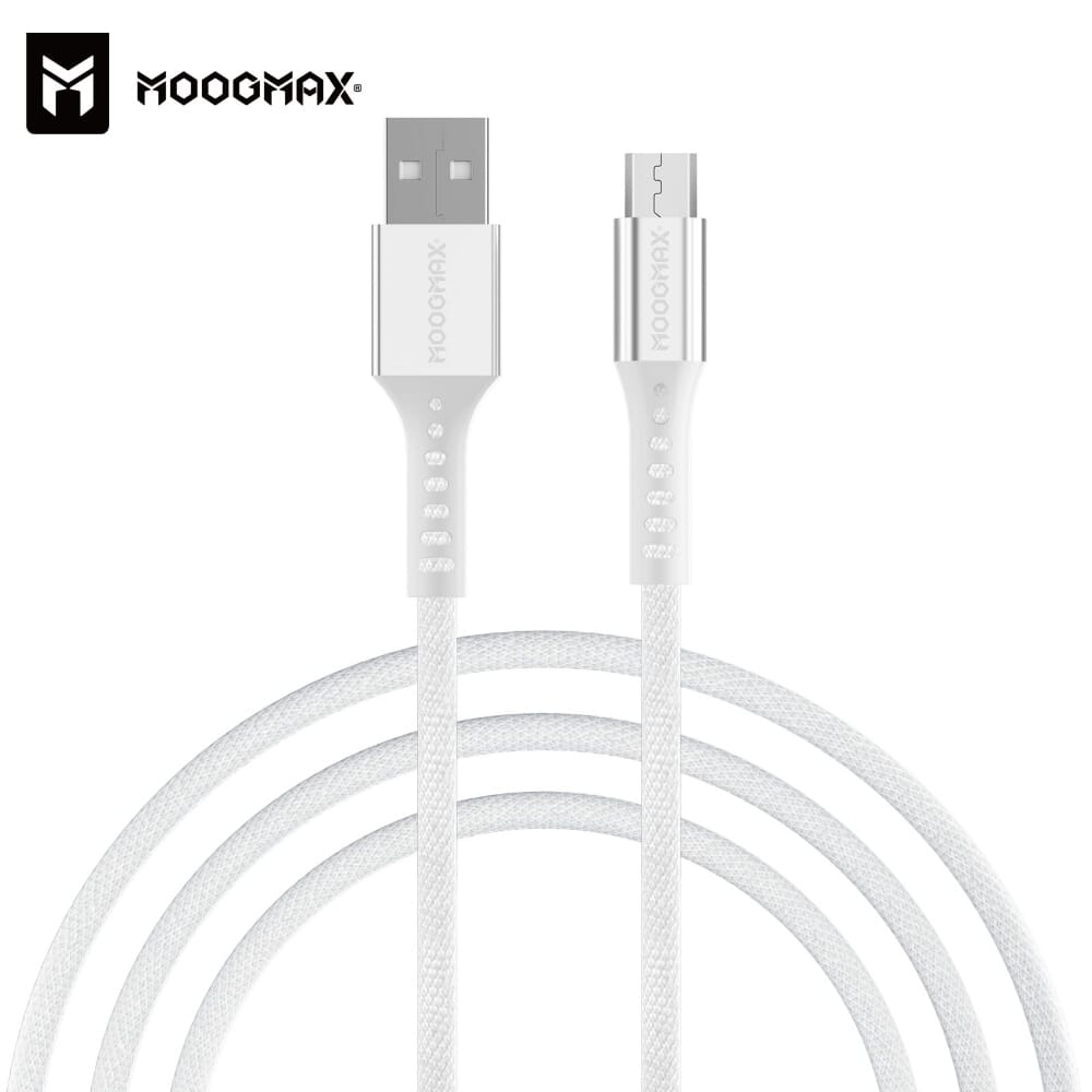 كابل مايكرو USB موبايل قماش طول ١ متر من موج ماكس، أبيض