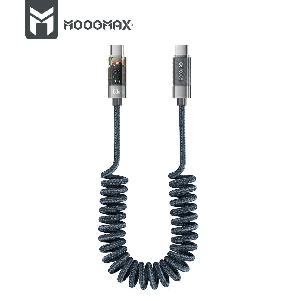 كابل شحن حلزوني تايب سي بشاشة رقمية بقوة 60 واط من موج ماكس - MX063