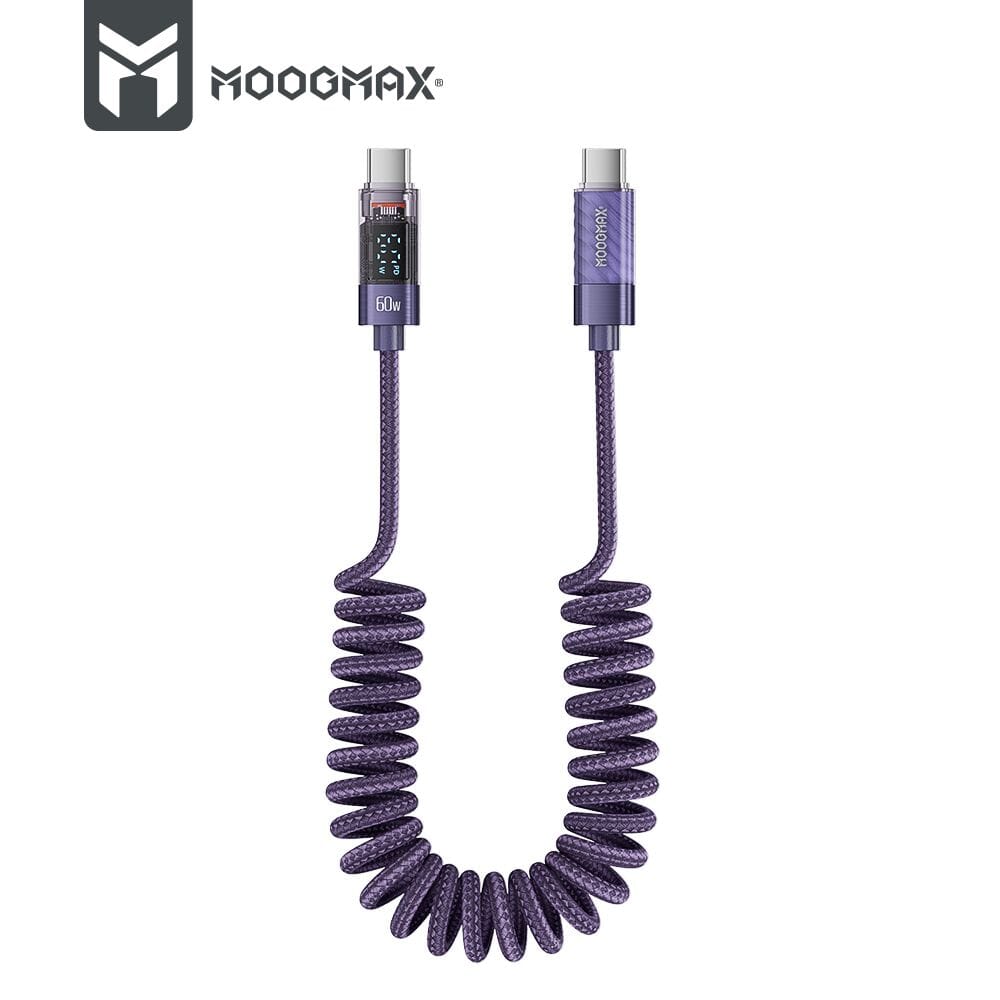 كابل شحن حلزوني تايب سي بشاشة رقمية بقوة 60 واط من موج ماكس - MX063