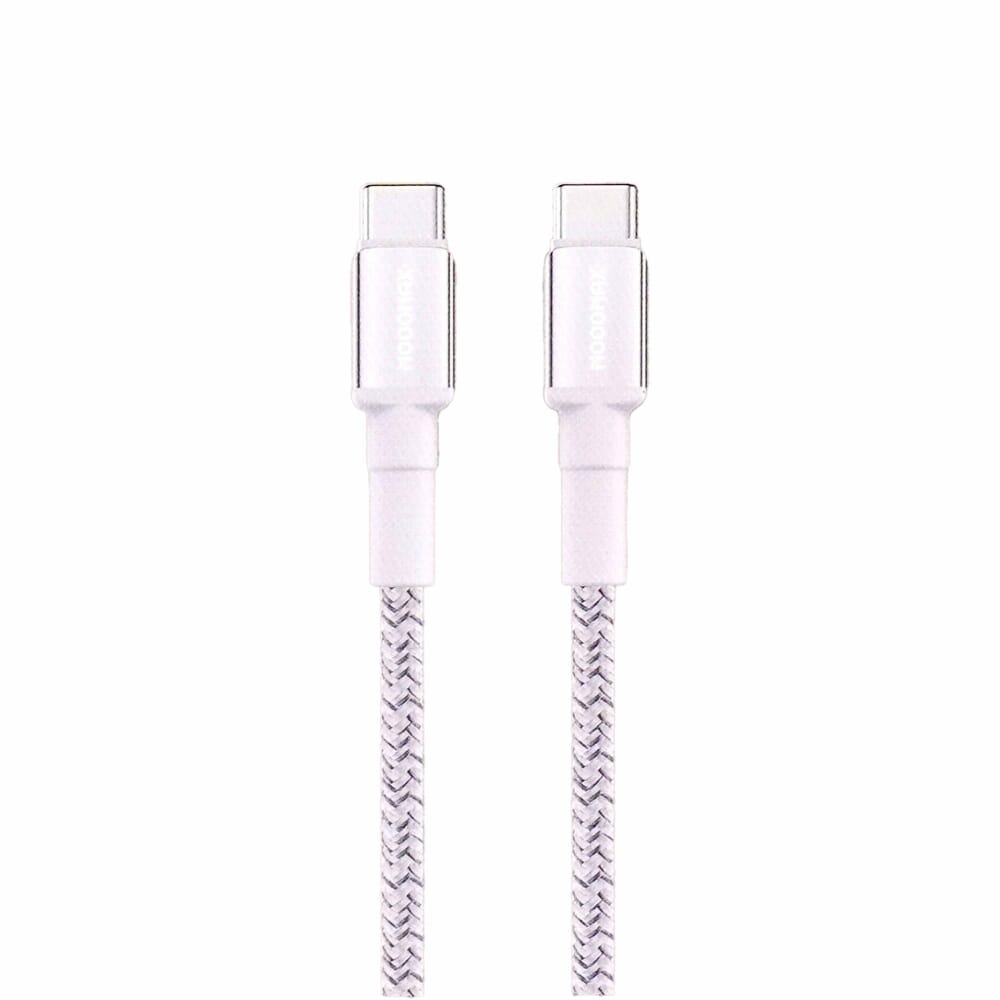 كابل شحن ومزامنة USB-C إلى USB-C بقوة ٦٠ واط من موج ماكس، أبيض