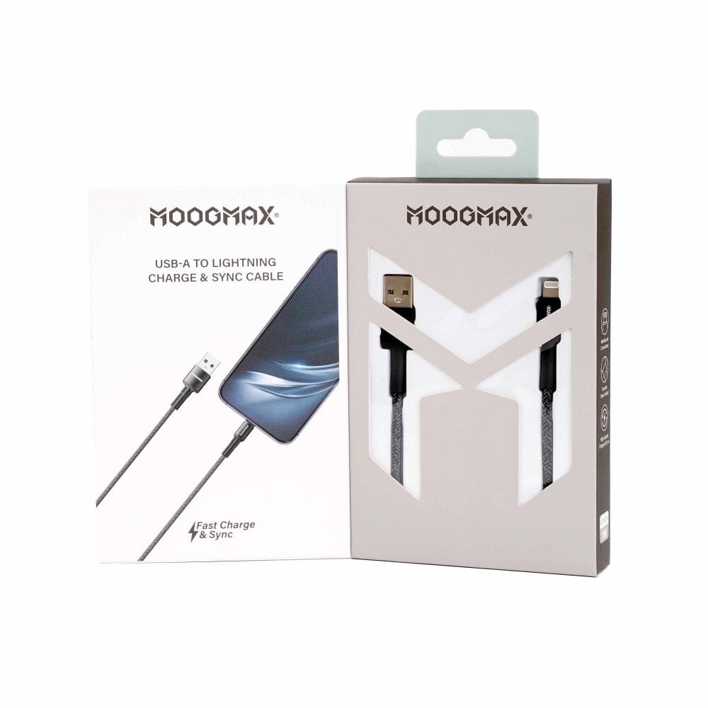 موج ماكس، كابل مضفر من يو إس بي إيه إلى لايتنينج، أسود - MX120