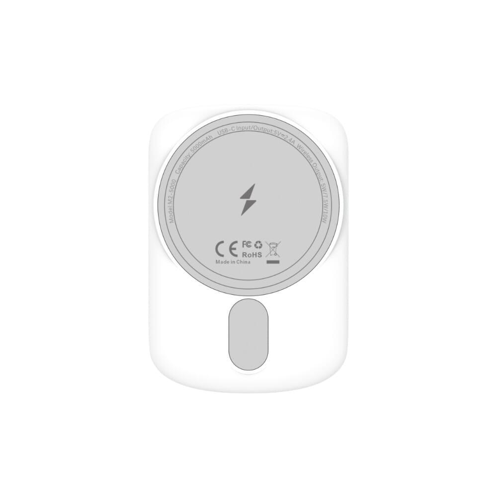 خازن طاقة لاسلكي موج ماكس سناب باور ميني بقوة 20 واط وسعة 5000 ملي أمبير، شحن سريع، ابيض - MAX219