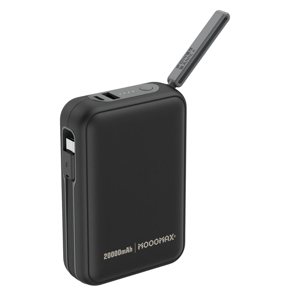 خازن طاقة موج ماكس بقوة 65 واط وسعة 20000 ملي أمبير، شحن سريع، مزود بتوصيلة USB-C مدمج + USB-C، شاشة رقمية، أسود - MB122