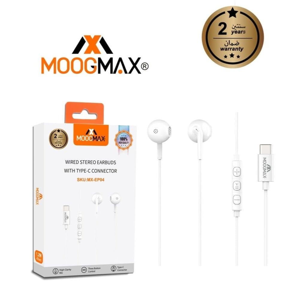 سماعة أذن سلكية تايب سي من موج ماكس، أبيض