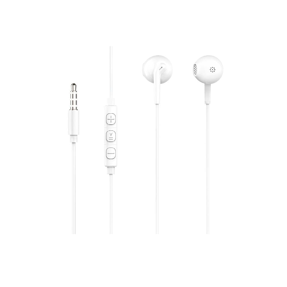 سماعة أذن سلك مسمار مزودة بميكروفون مدمج من موج ماكس، أبيض