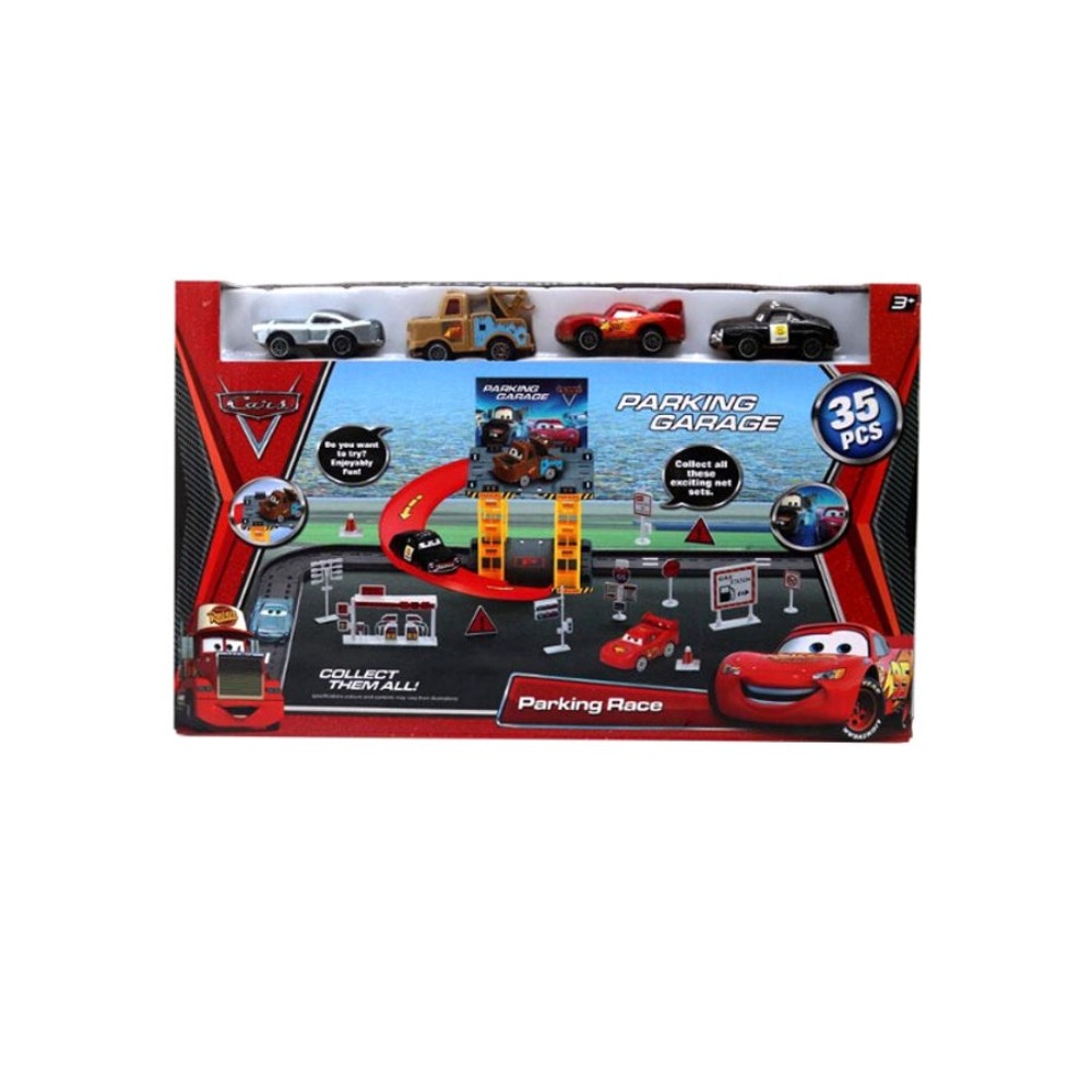 طقم لعبة ركن السيارات بتصميم شخصية برق بنزين - 35 قطعة