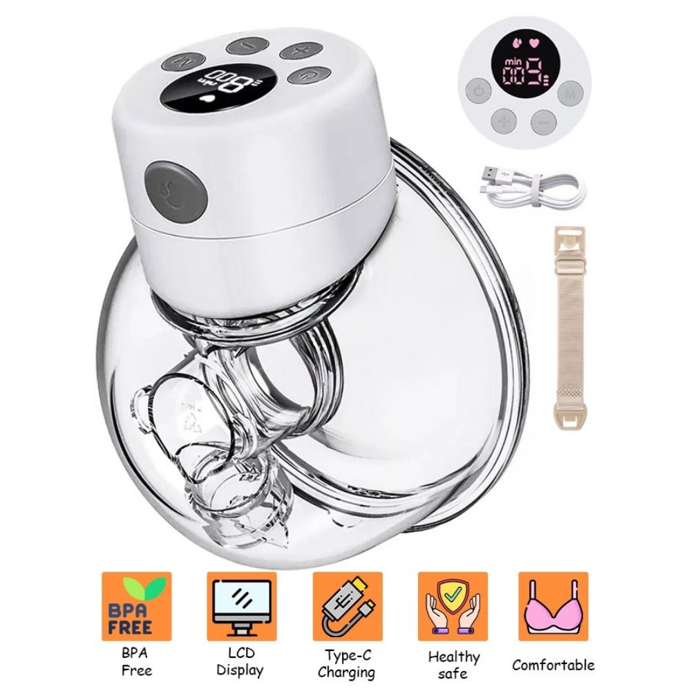 مضخة حليب كهربائية يدوية قابلة للارتداء بشاشة LCD و9 مستويات - قابلة للشحن