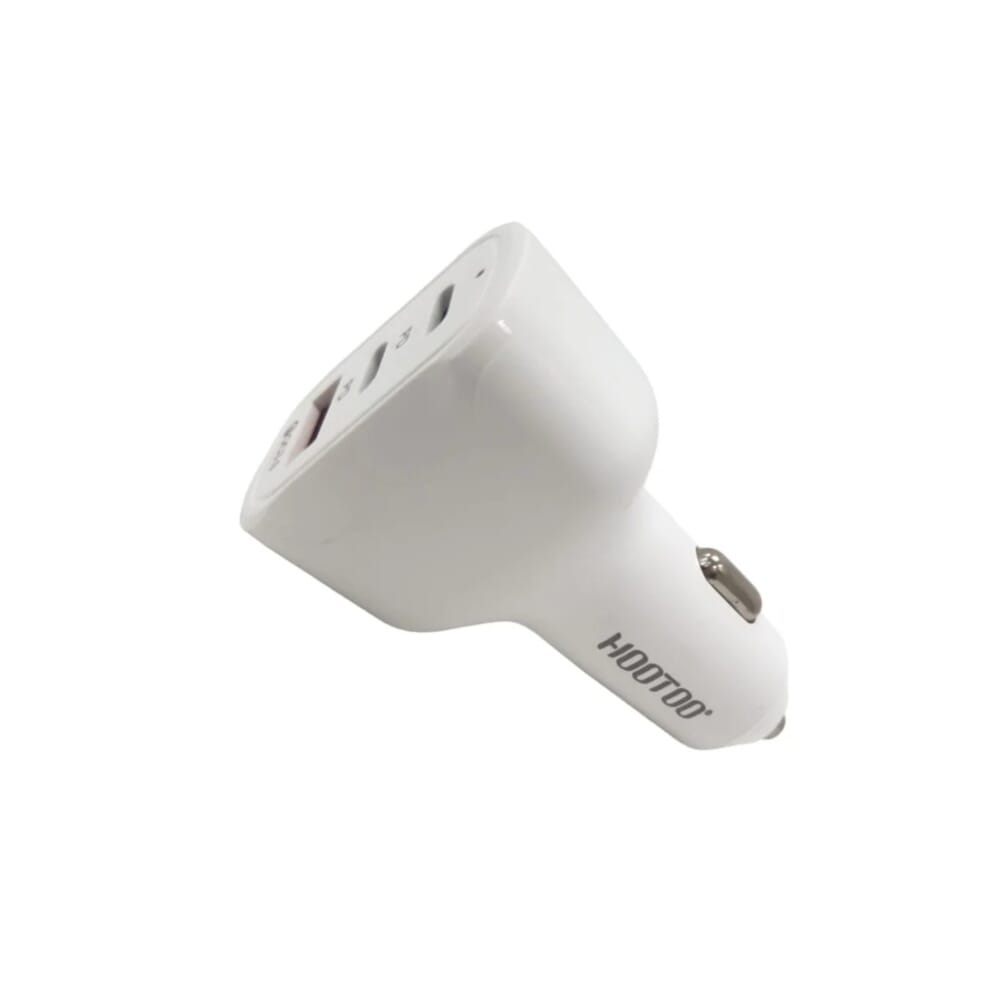 شاحن سيارة من هوتو بقوة 58 واط، مزود بـ 3 منافذ شحن 2x USB-C PD + USB-A QC، يدعم الشحن السريع، ابيض - A1399