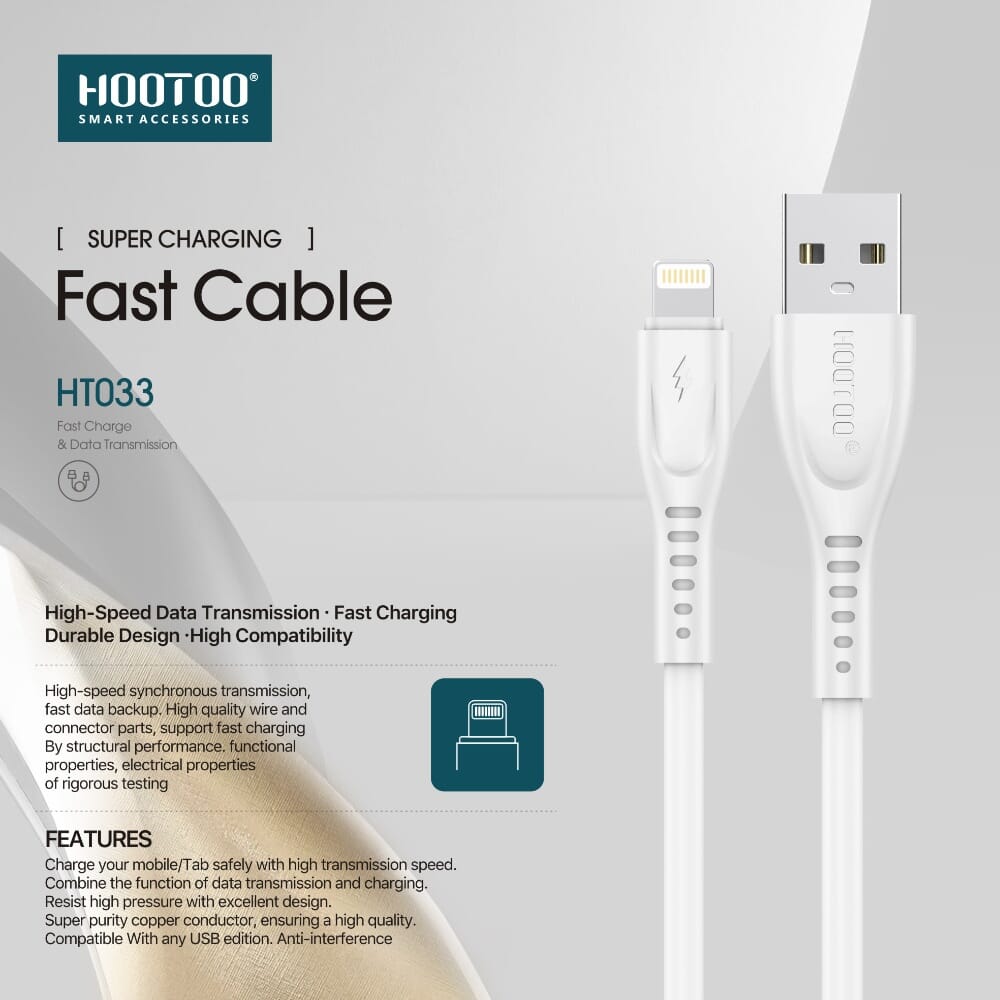 كابل شاحن Type C طول ١ متر وبقوة ٢٧ وات من هوتو، أبيض