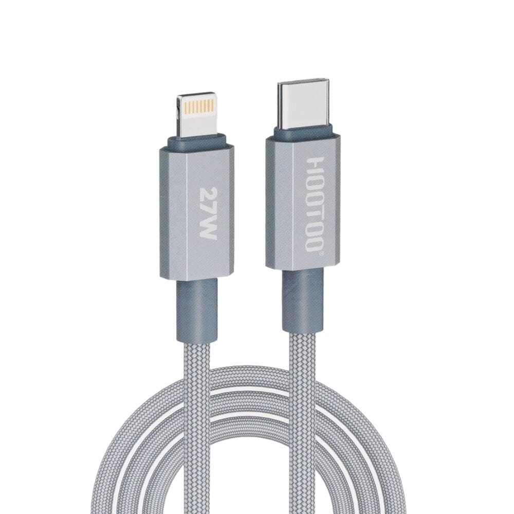 كابل شحن سريع HooToo من Type-C إلى Lightning بقوة 27 وات وشدة 6 أمبير رمادي