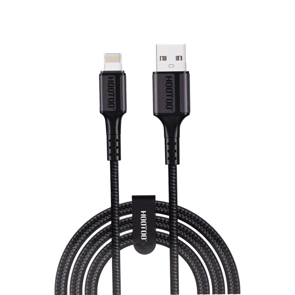 كابل شاحن ايفون يو اس بي لايتنينج يدعم نقل البيانات والشحن السريع بقوة 3A, كابل شحن ايفون من القماش المضفر مقاوم للقطع, سلك ايفون اصلي بطول 1 متر