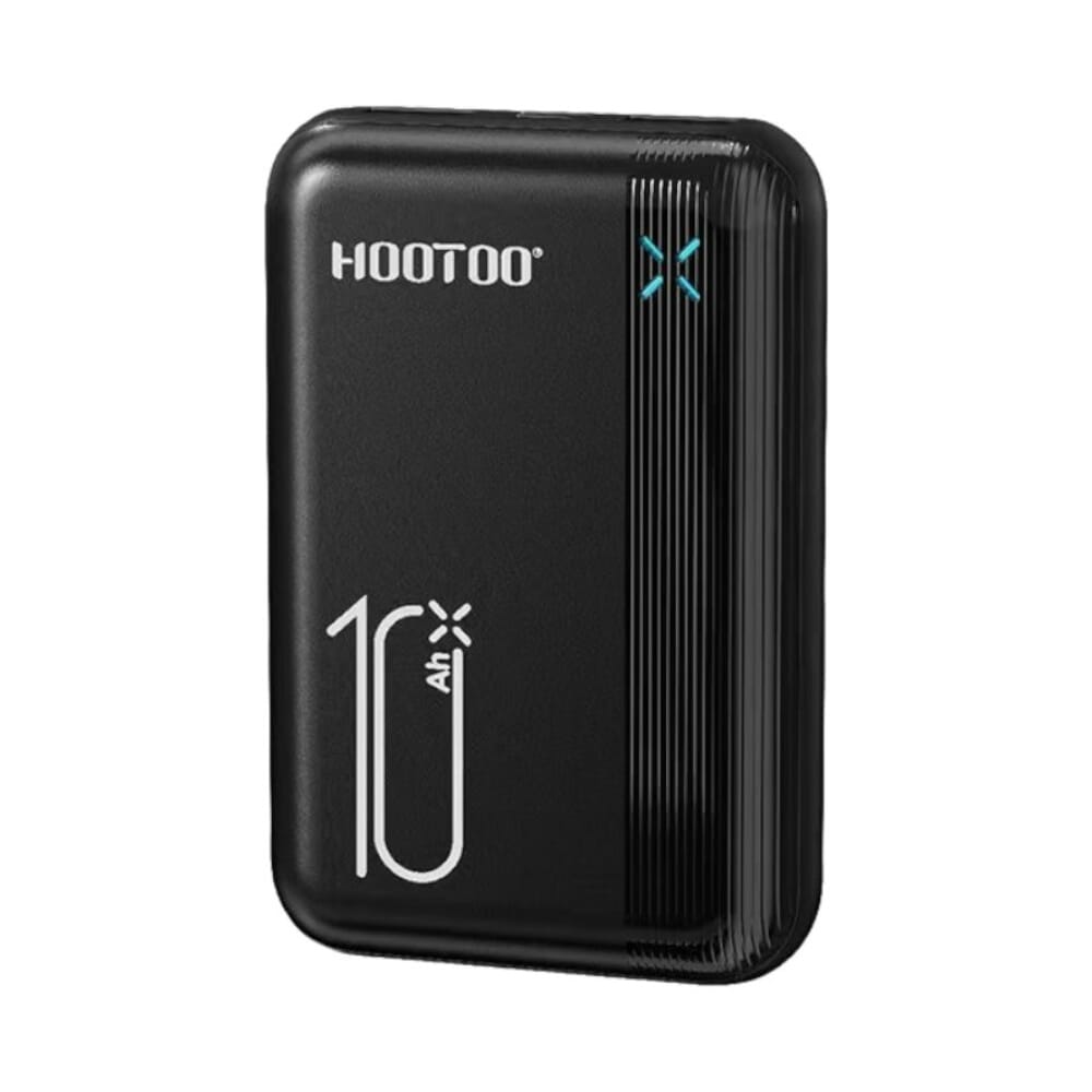 خازن طاقة سلكي 3 في 1 هوتو بسعة 10000 مللي أمبير ومزود بـ 3 منافذ شحن 2xUSB-A + USB-C، أسود - MX219