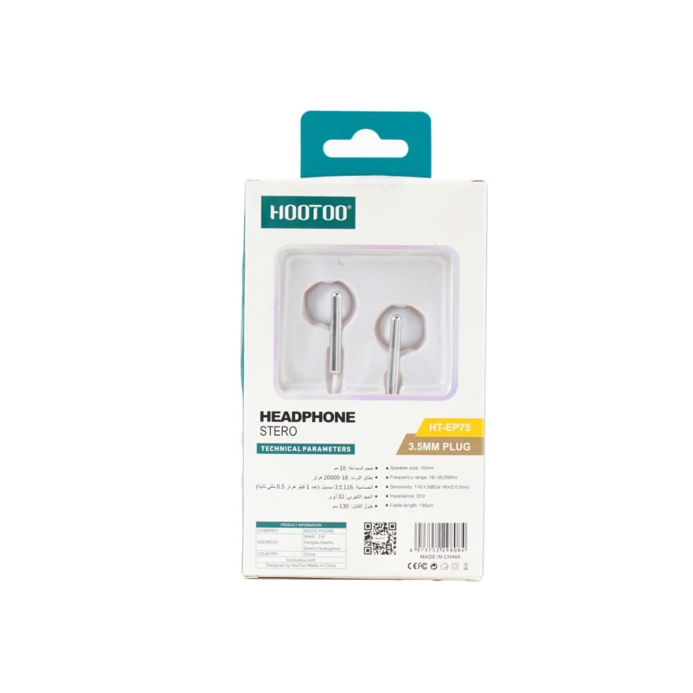 سماعة سلك من هوتو، أسود، HT-EP02-EP75