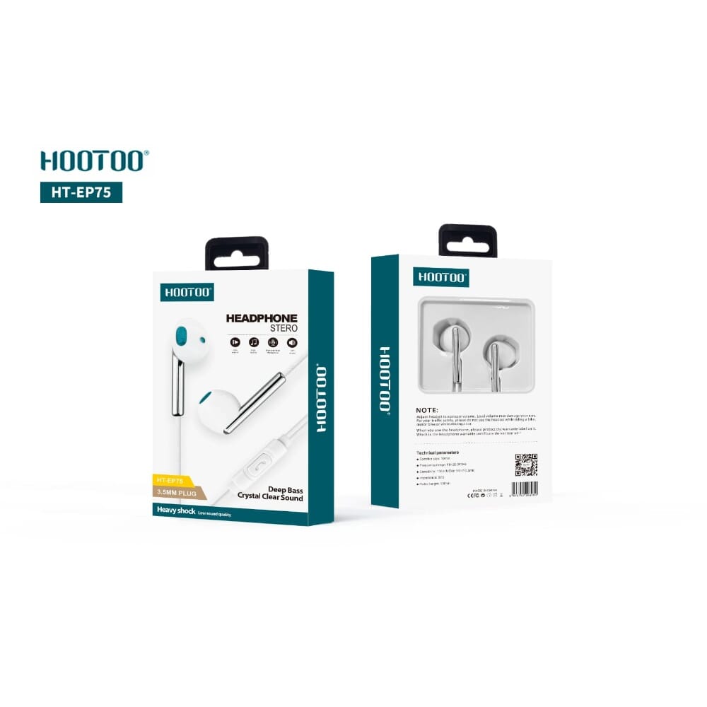 سماعه سلك بمنفذ AUX من هوتو، أسود، HT-EP029