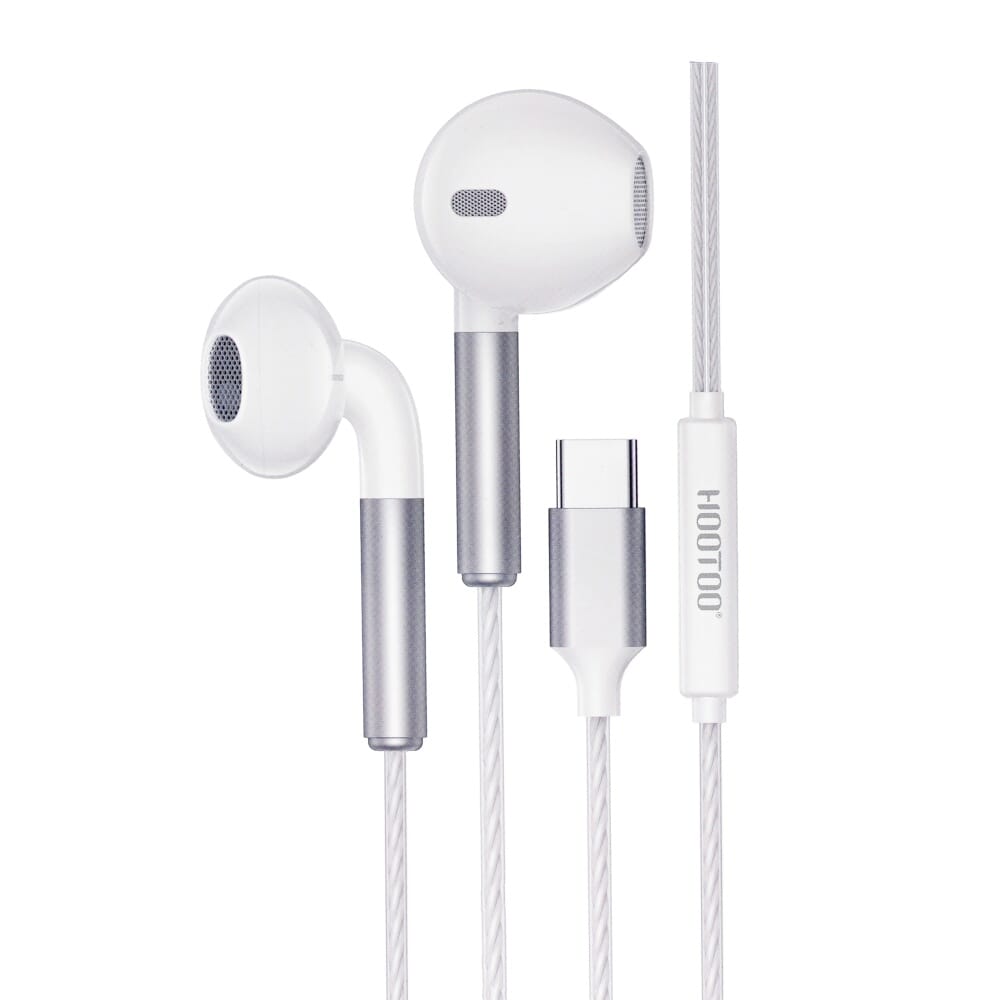 سماعة سلك تايب سي من هوتو، أبيض، EP071