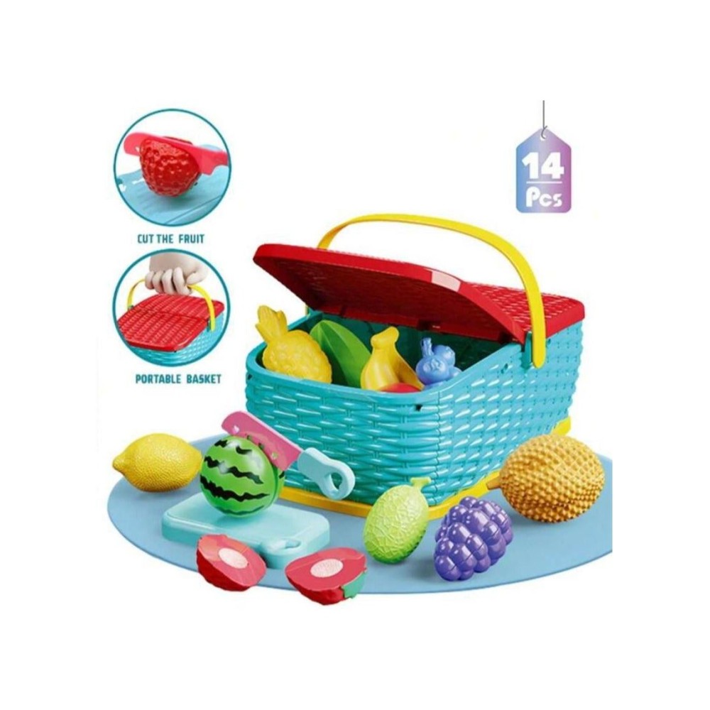 لعبة مرح لعبة تقطيع الفواكه والخضروات مع سلة - 14 قطعة