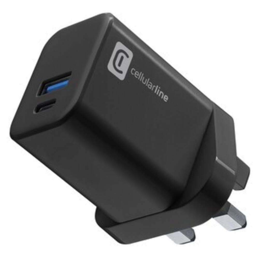 شاحن جداري من سيلورلاين بقوة 45 واط وتقنية GaN، مزود بمنفذين USB-C PD + USB-A للشحن السريع، اسود - ACHUSBGAN2PD45WUKK