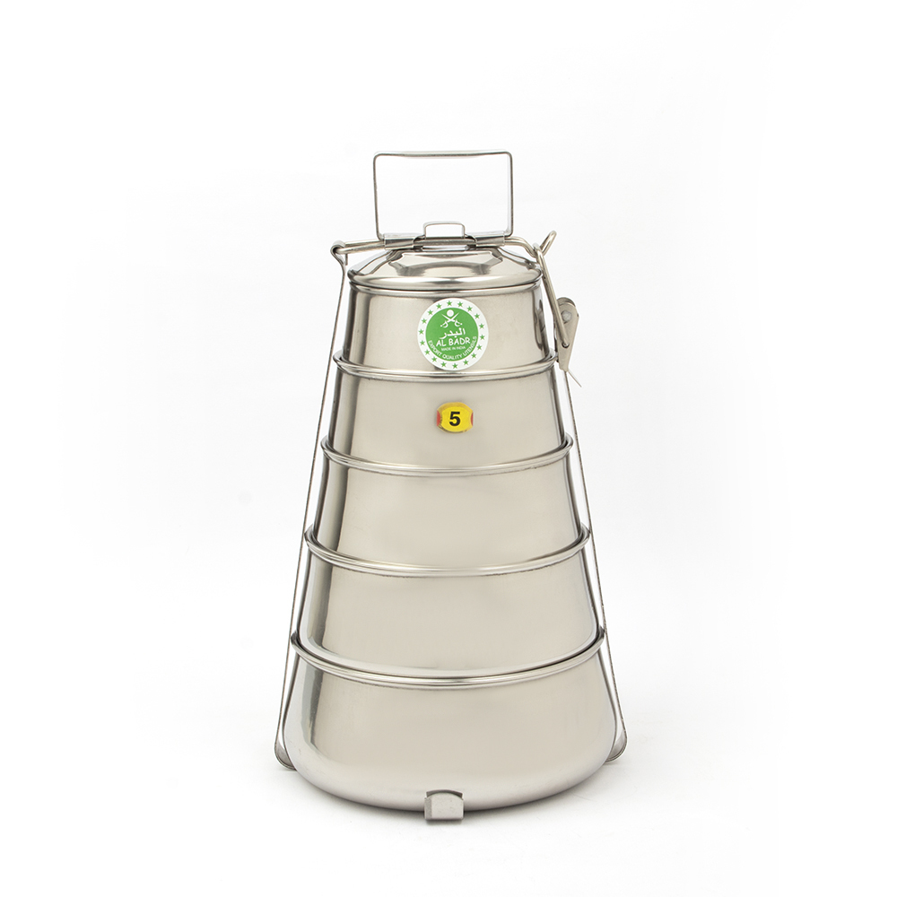 فخر الدين حافظة طعام أستيل بمقبض لون فضي - 5 طوابق