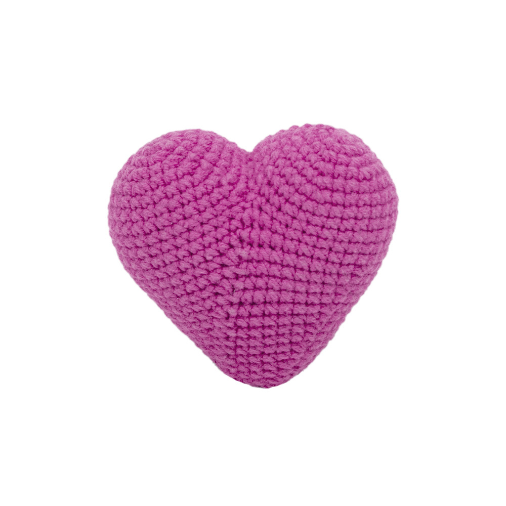 كروشية على شكل قلب - باللون الوردي