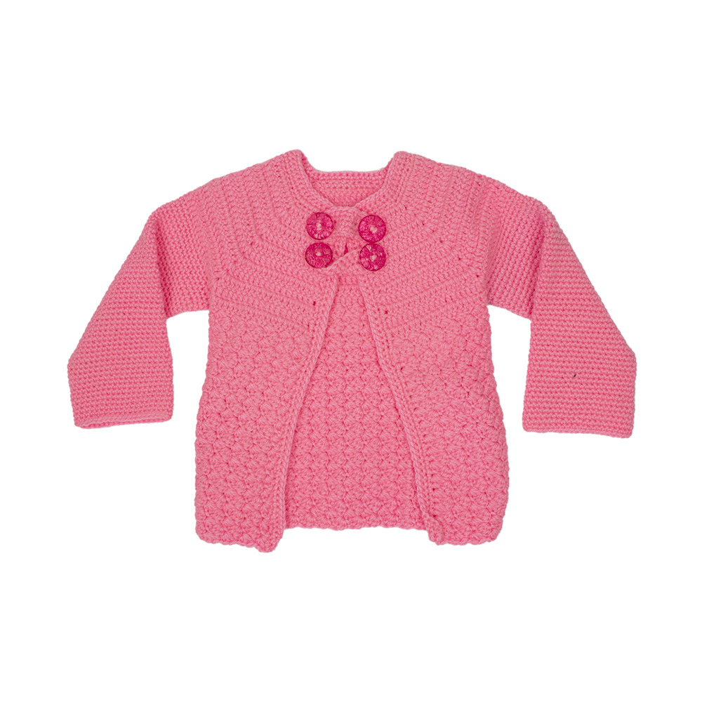 جاكت للاطفال محبوك بصوف بتصميم جميل مع زر للاغلاق