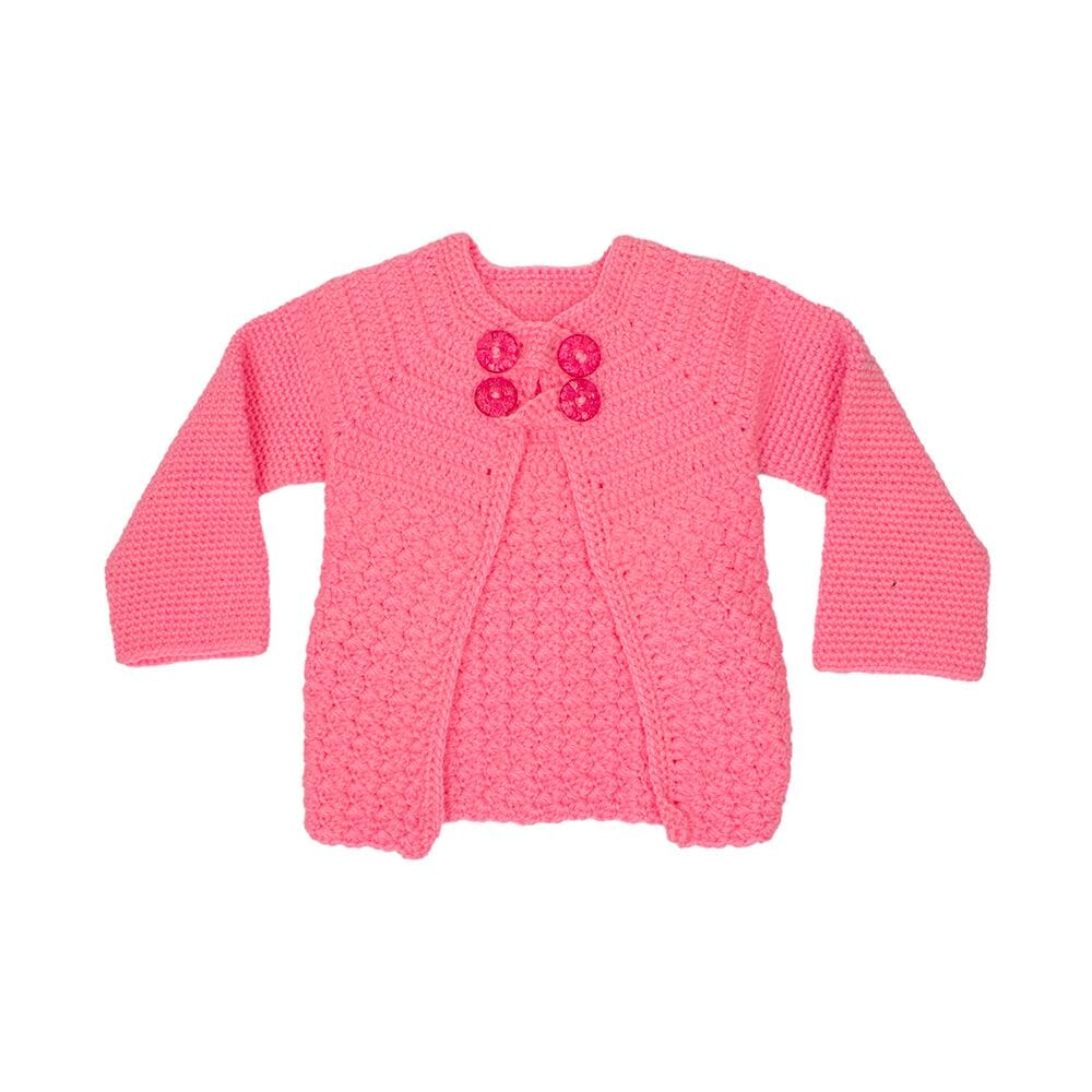 جاكت للاطفال محبوك بصوف بتصميم جميل مع زر للاغلاق