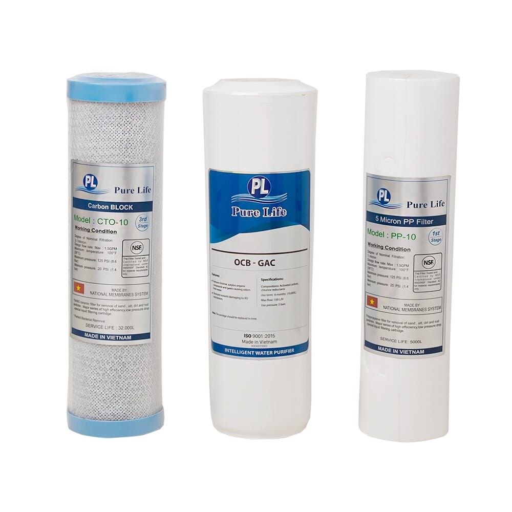 بيور لايف طقم لتنقية الماء - 3 خراطيش