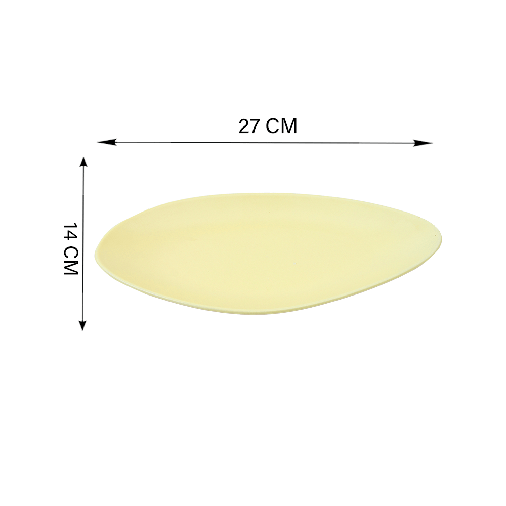 صحن تقديم بيضاوي بورسلان اصفر اللون بطول 14سم
