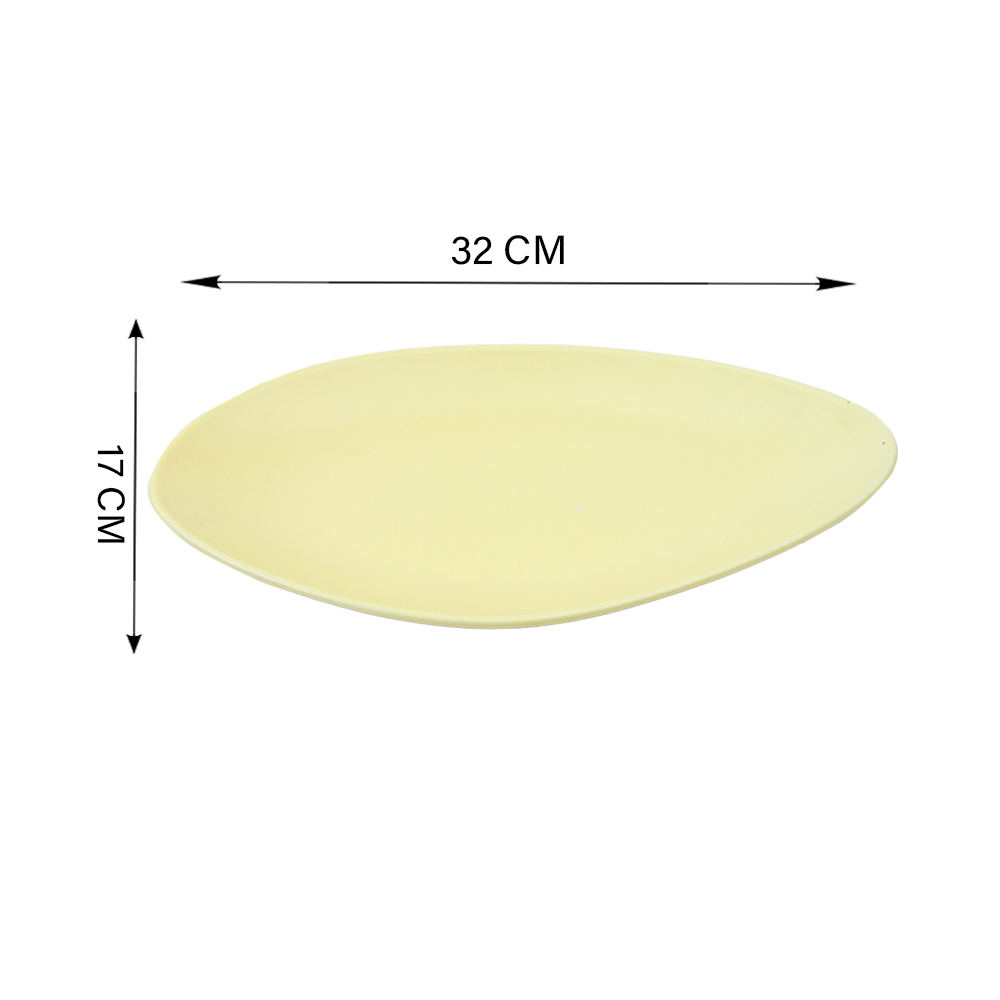 صحن تقديم بيضاوي بورسلان اصفر اللون بطول 17سم