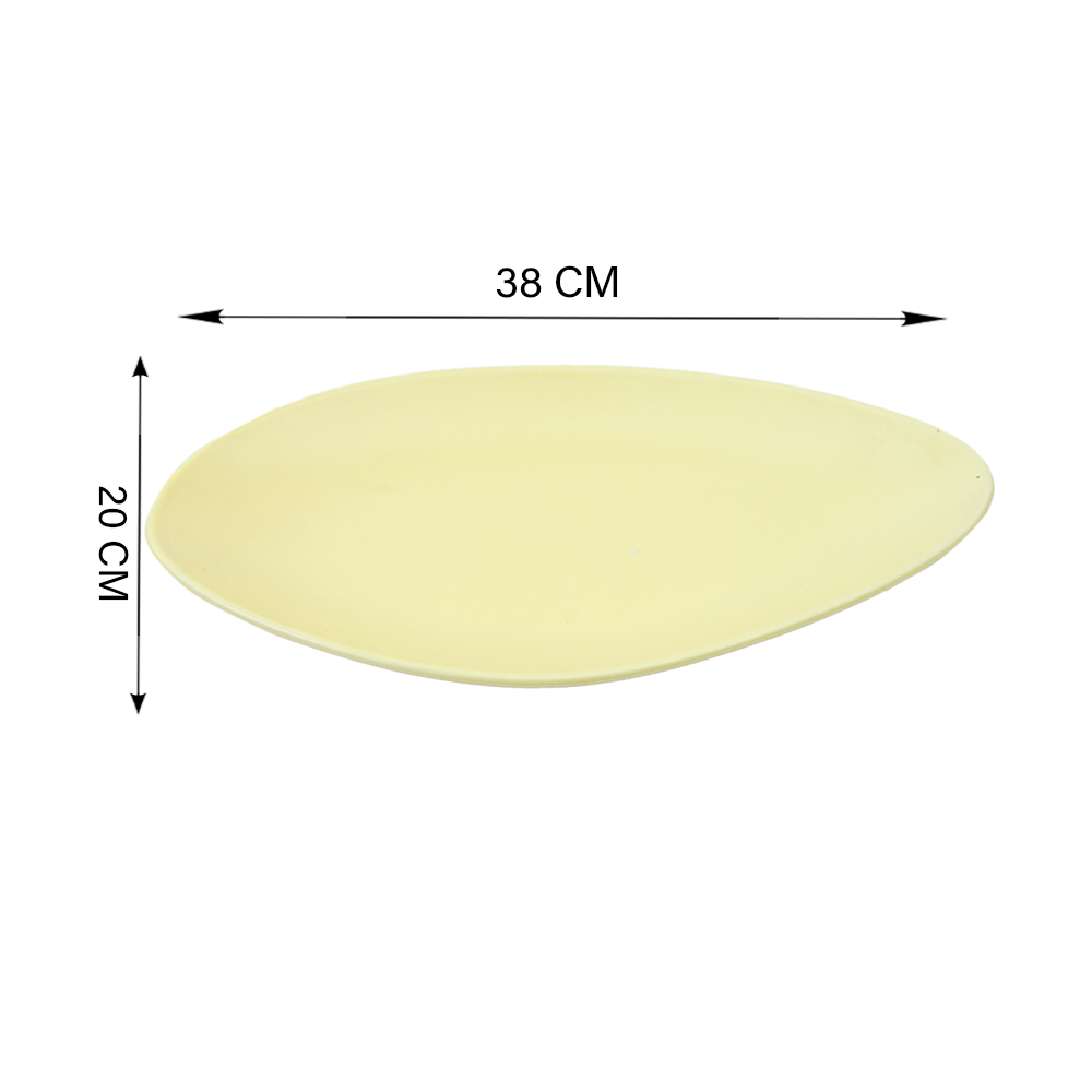 صحن تقديم بيضاوي بورسلان اصفر اللون بطول 20 سم