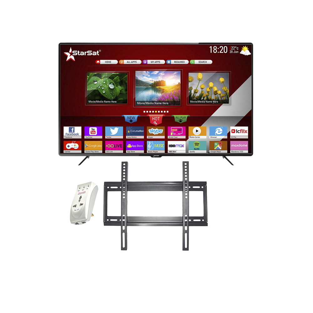 باكج 3 في 1 ستار سات تلفزيون 65 بوصة موديل 65TSM48 وحامل جداري ومنظم كهربائي