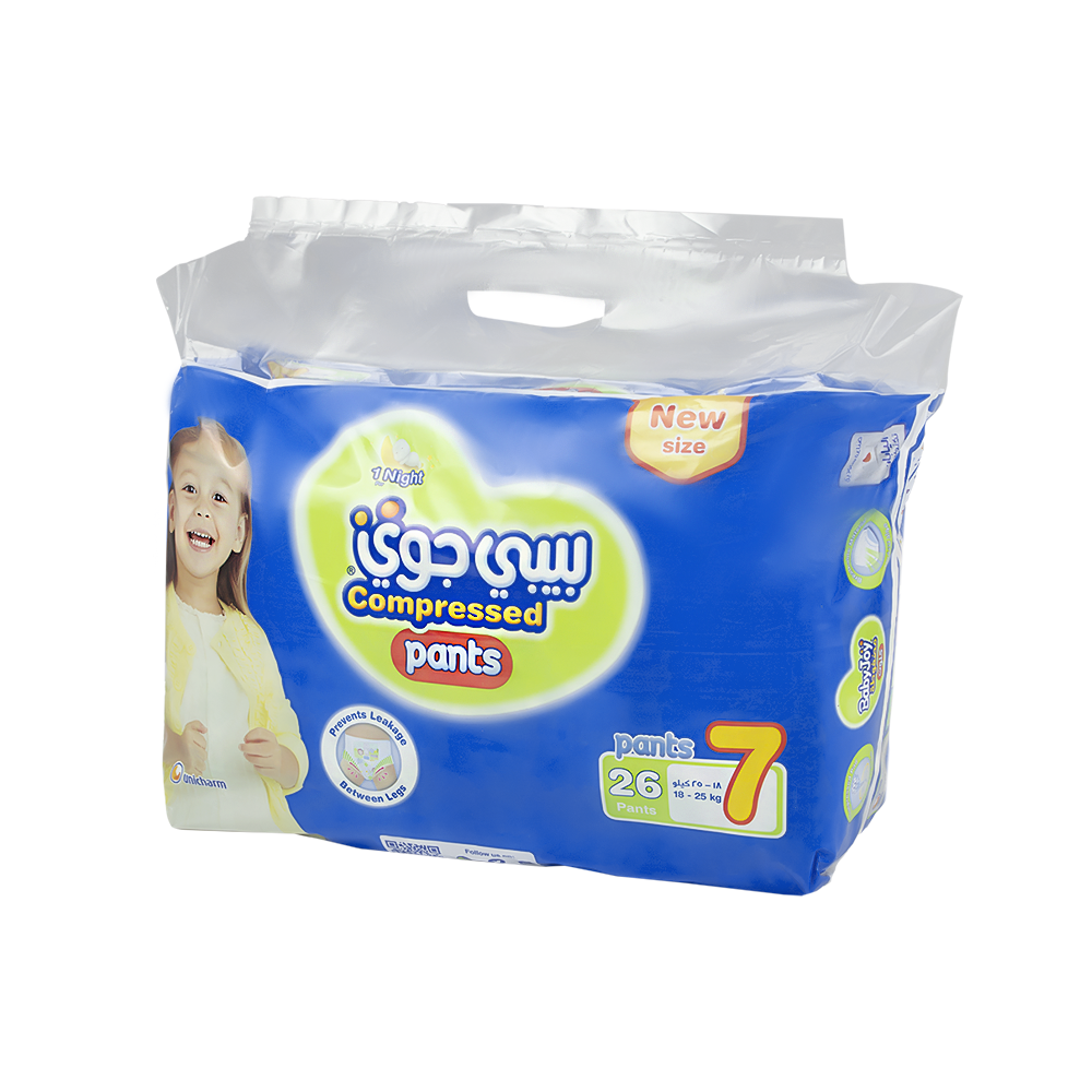 بيبي جوي حفاضات كلوت مقاس7 لوزن 25- 18كجم - عدد 26 حفاض