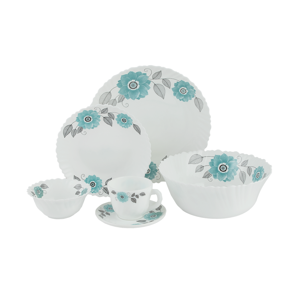 طقم عشاء باكستاني زجاجي من اوبال - 31 قطعة