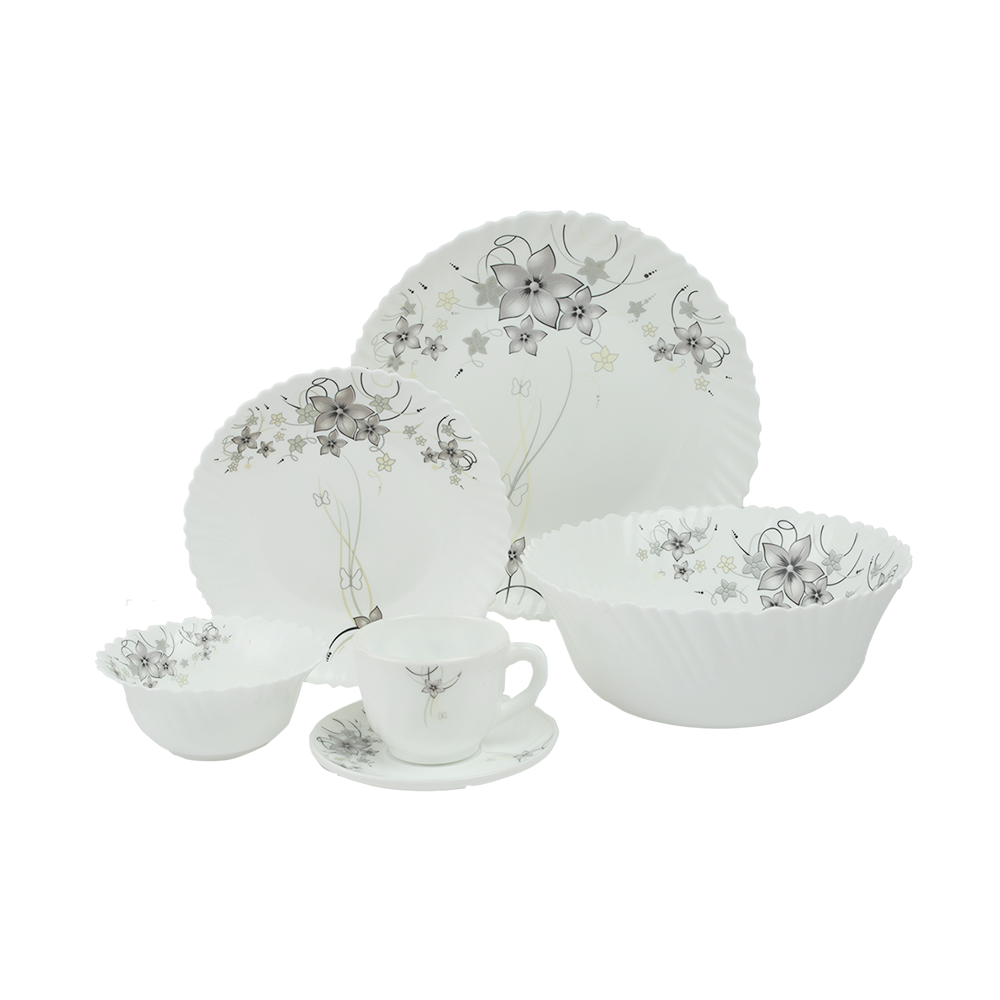 طقم عشاء باكستاني زجاجي من اوبال - 31 قطعة