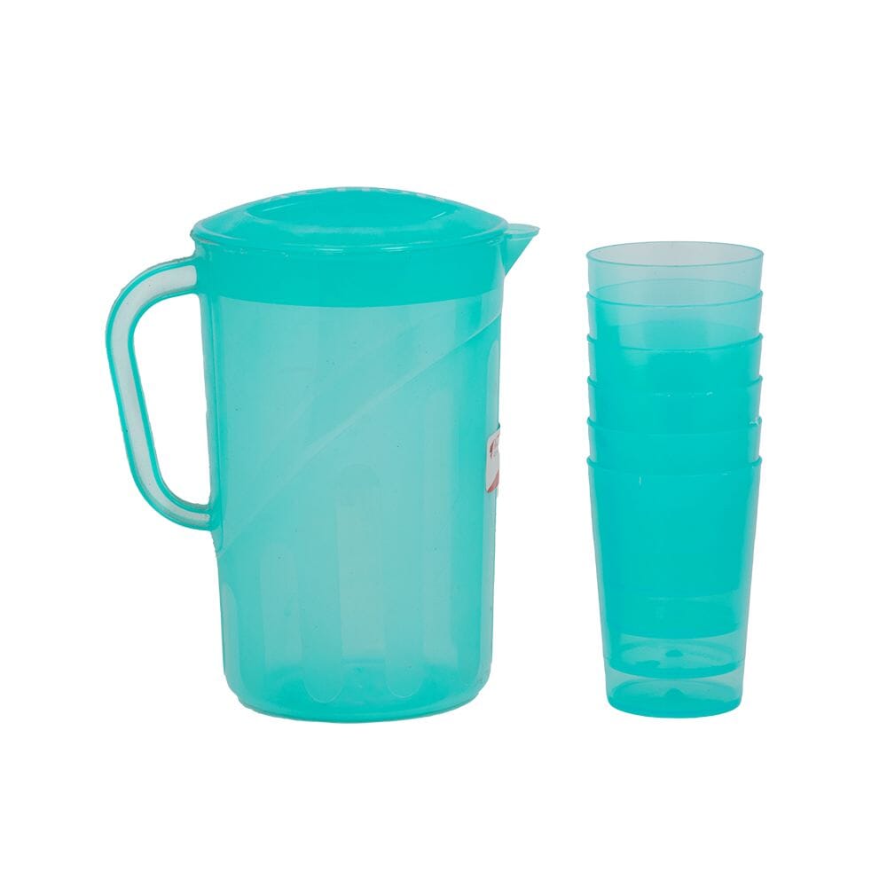 أكشن وير  جك ماء بلاستيك مع كاسات - 2 لتر