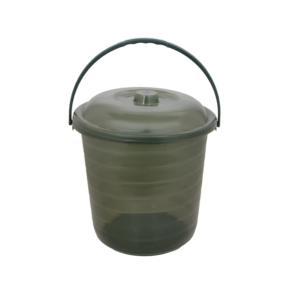 دلو بلاستيك شفاف متعدد الاستخدام مع غطاء - عمق 32 سم