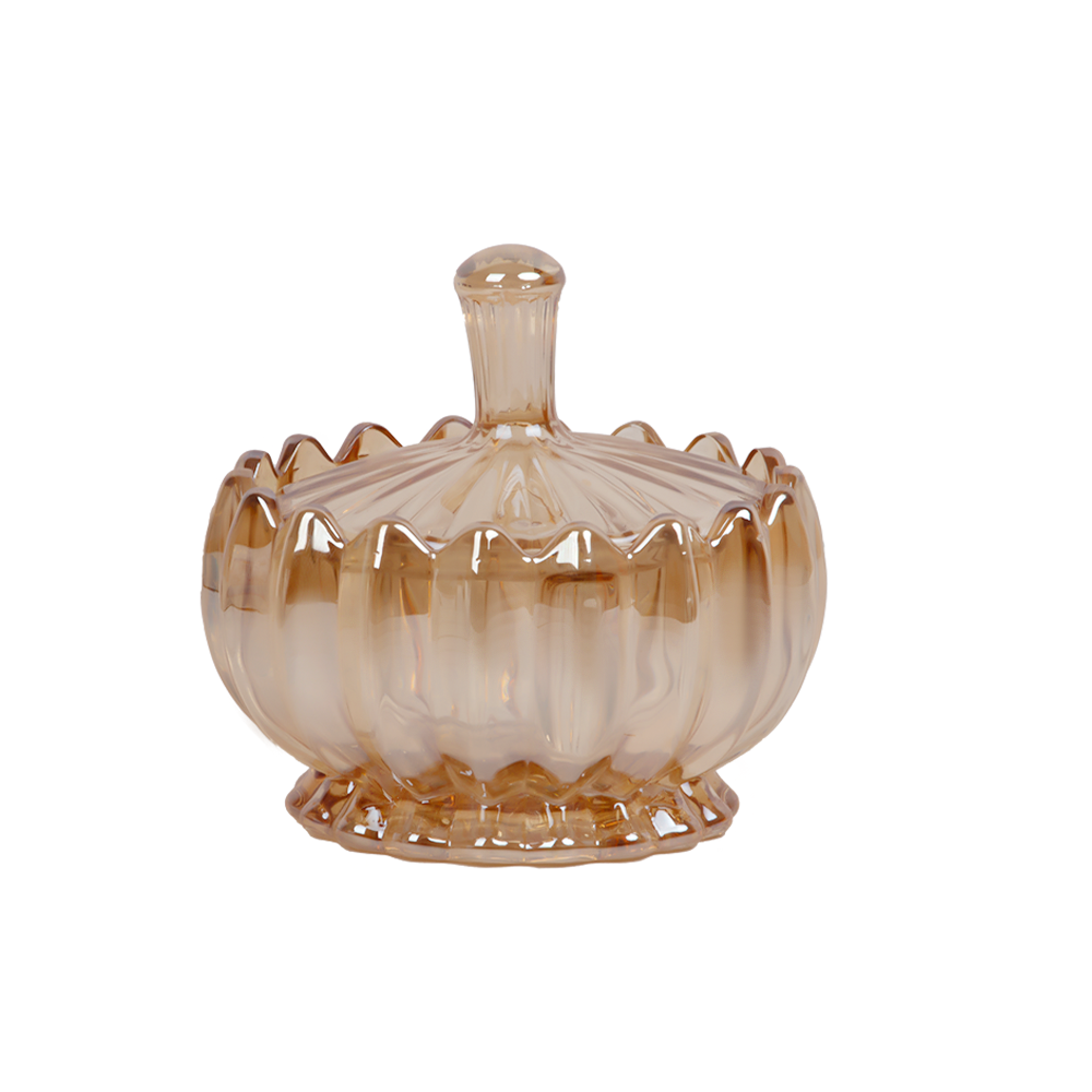 علبة زجاجية صغيرة شفافة بغطاء للحلويات الصغيرة والسكر