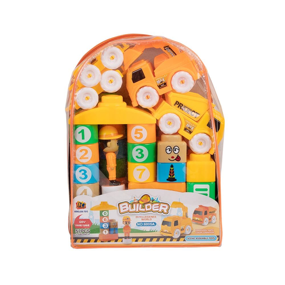 مكعبات باشكال دائرية ومربعة للاطفال - 57 قطعة