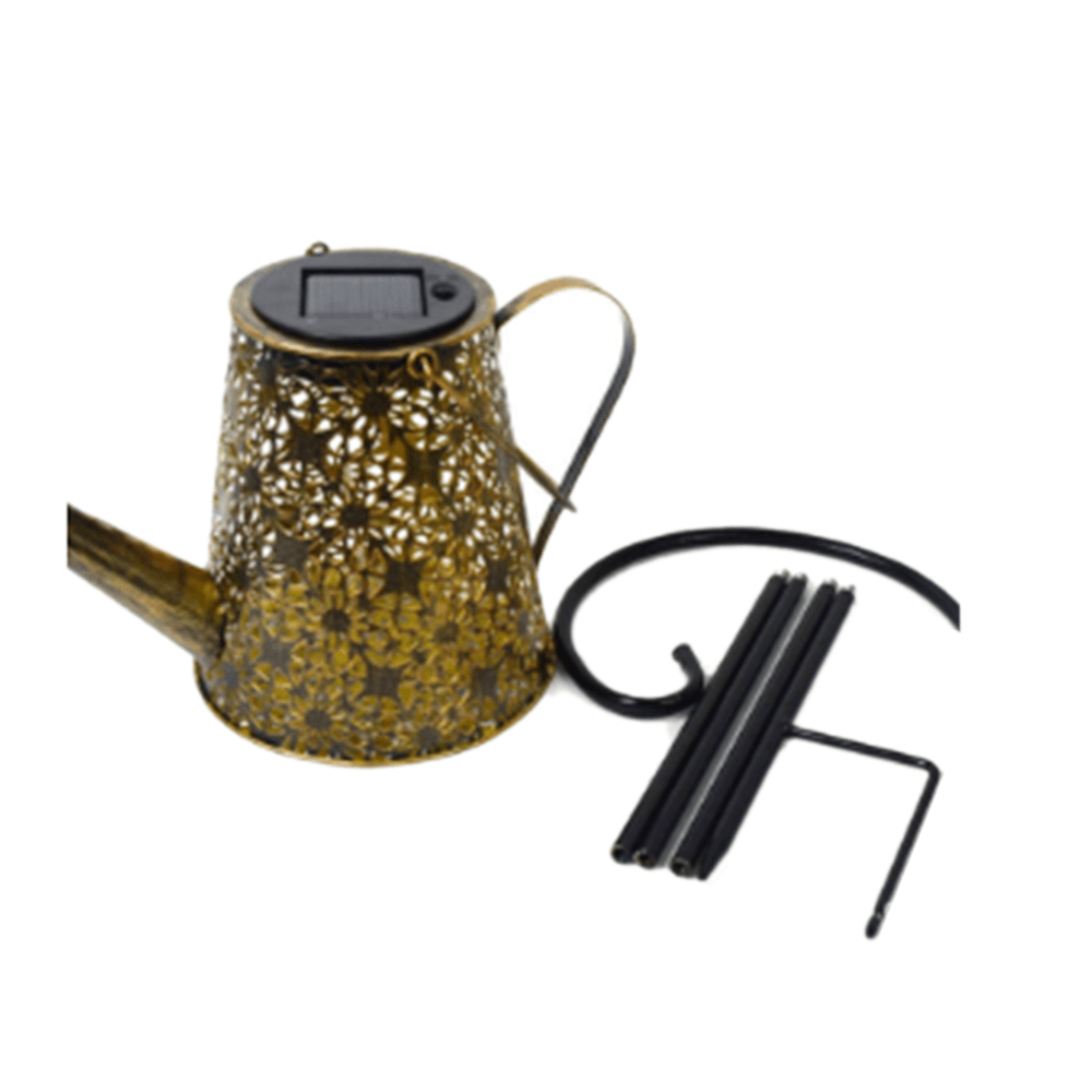 مصباح إضاءة شمسية تراثي بتصميم مرش ذهبي مع حامل