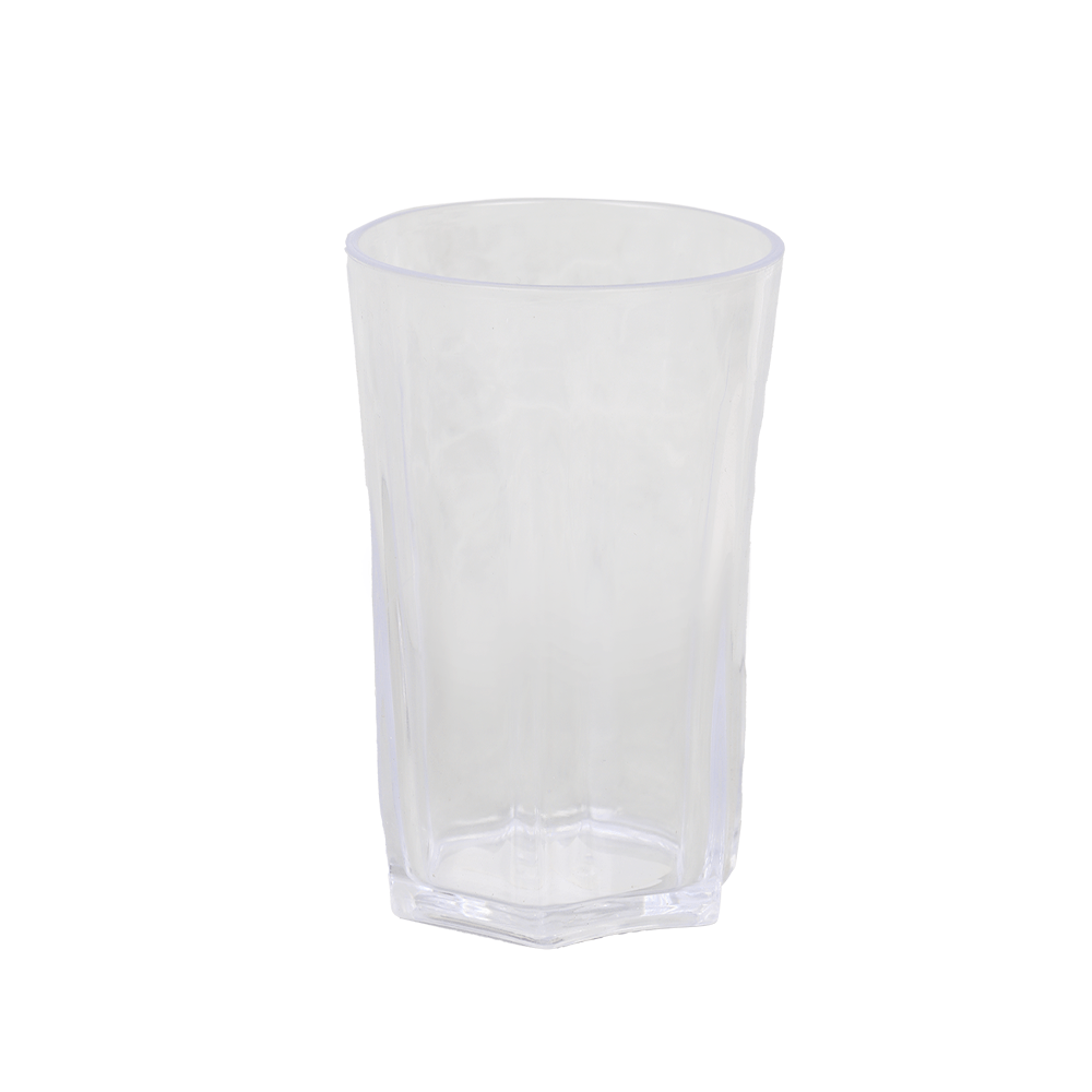 كاس شراب بلاستيك شفاف ضد الكسر شكل سدادسي - عدد 1