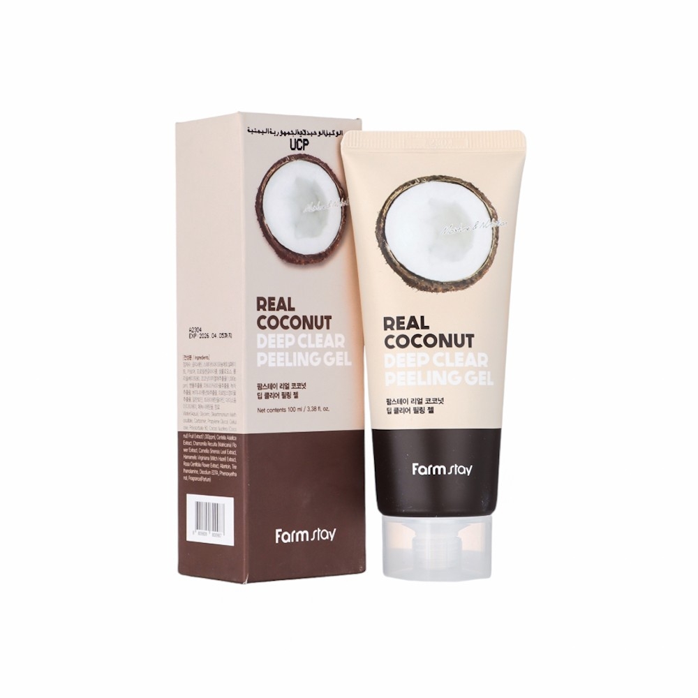 فارم ستاي جل تقشير جوز الهند ينظف البشرة بعمق ويزيل الجلد الميت - 100 جرام 