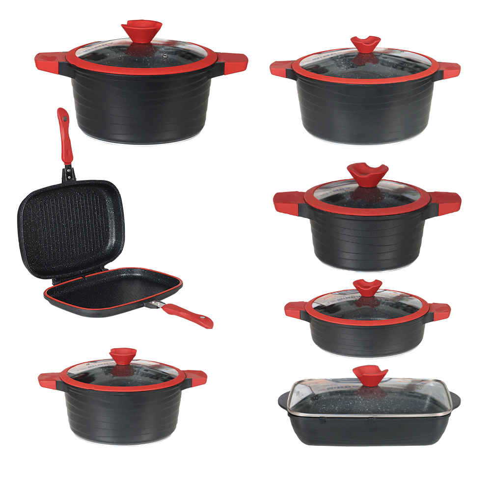 مجموعة قدور وأواني طبخ من الجرانيت - 7 قطع