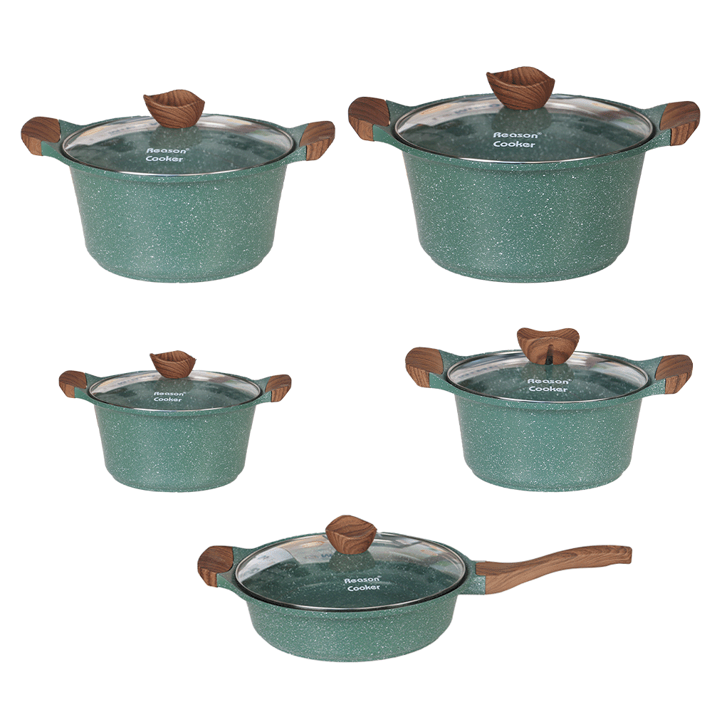 مجموعة قدور وأواني طبخ من الجرانيت - 5 قطع