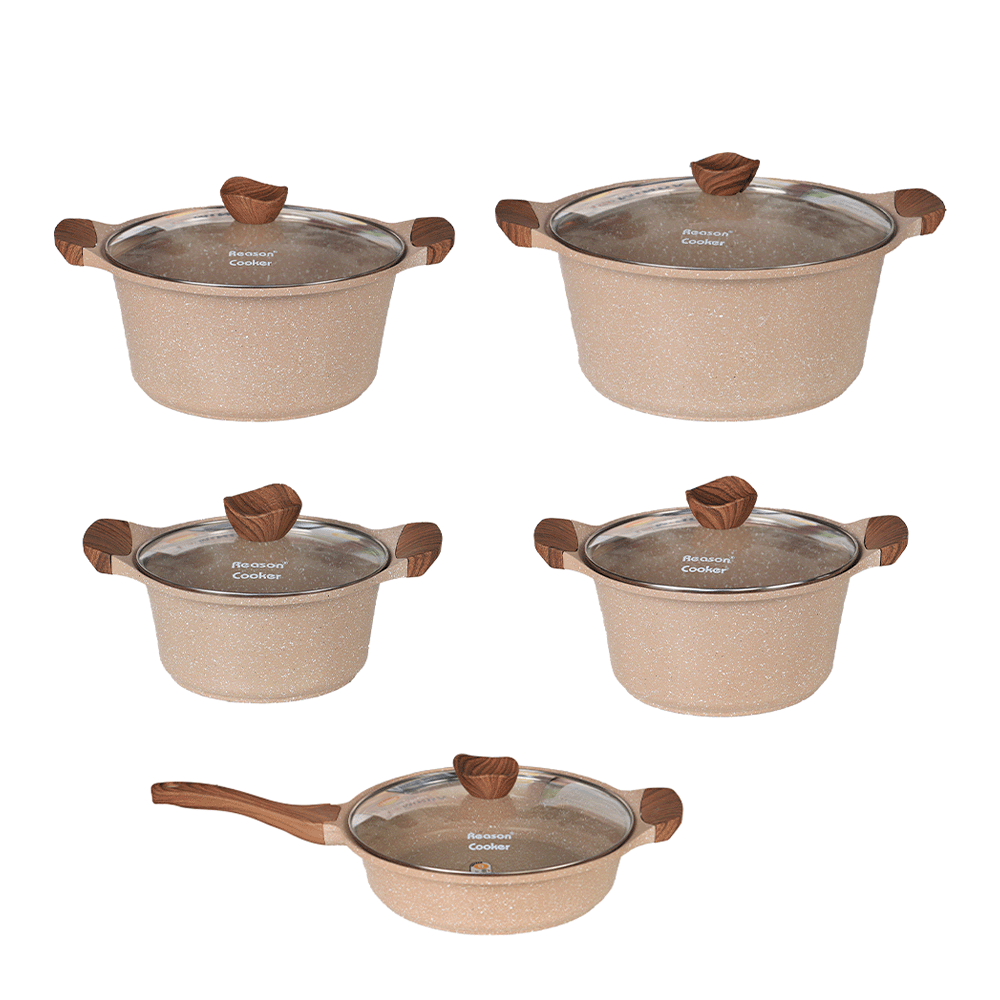 مجموعة قدور وأواني طبخ من الجرانيت - 5 قطع