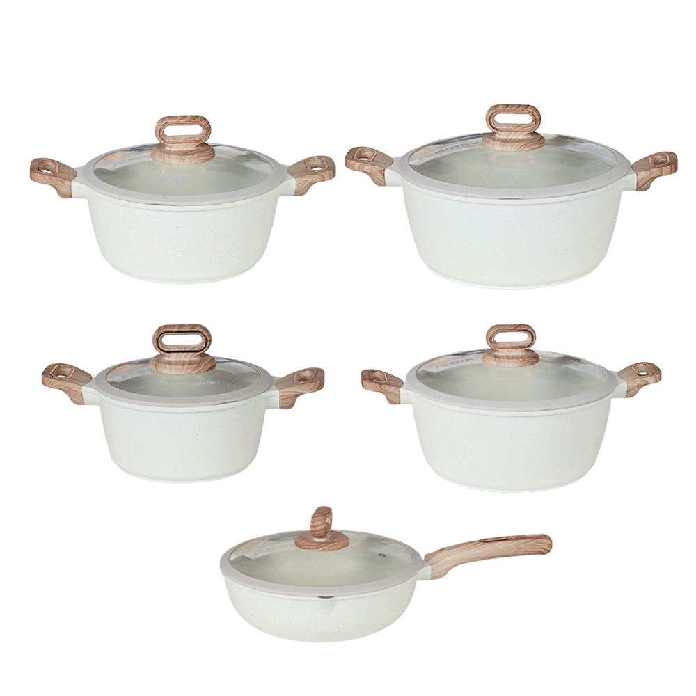 مجموعة قدور وأواني طبخ من الجرانيت - 5 قطع