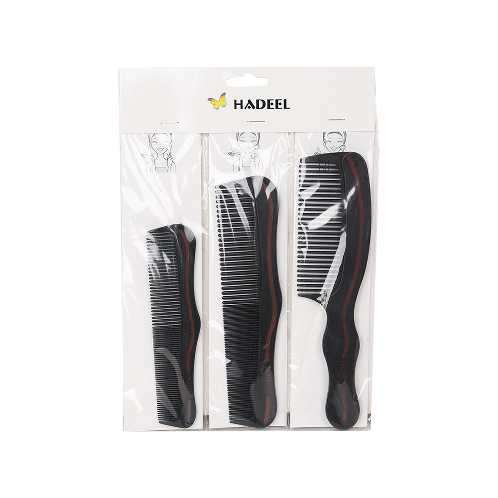 هديل مجموعة أمشاط شعر بلاستكية - 3 أحجام