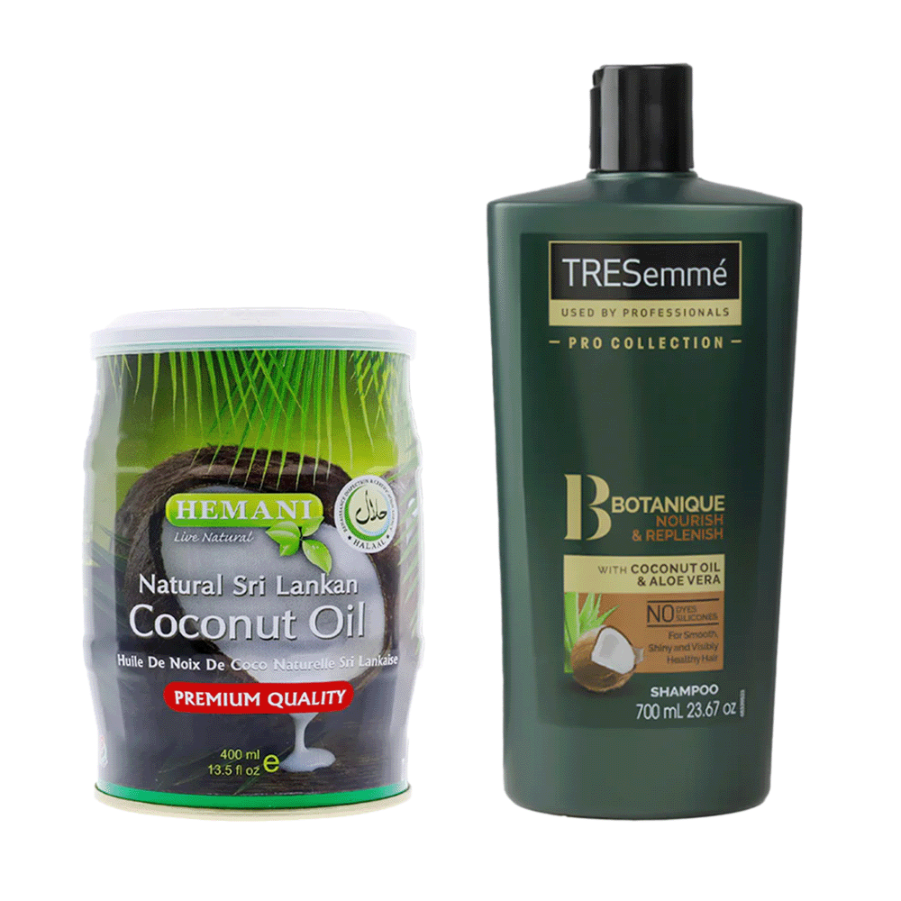 باكج 2×1تريسمي شامبو بوتنكس تغذية و تجديد 700 مل وهيماني زيت جوز الهند الطبيعي - 400 مل