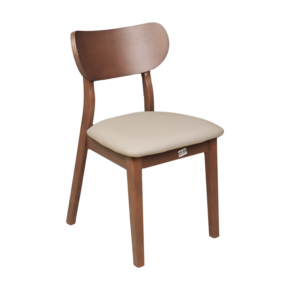 كرسي خشبي بتصميم أنيق مع مقعد مبطن موديل KR313 - بني
