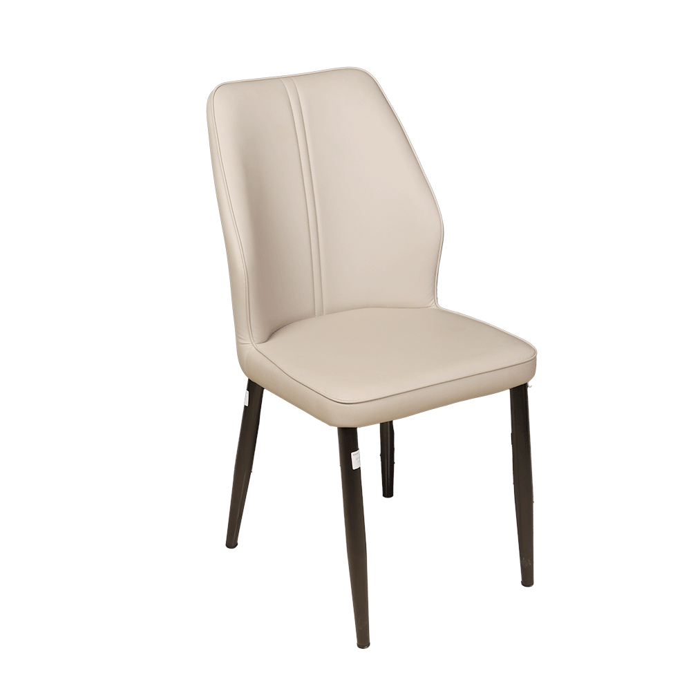 كرسي عصري بجلد صناعي وأرجل خشبية موديل KR191 - أبيض